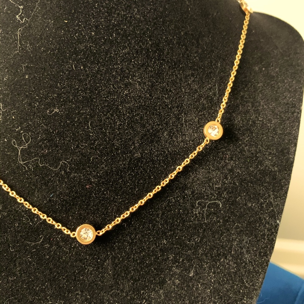 Gold Plated Stainless Steel Necklace Diamonds 💎 - Picture 2 of 2